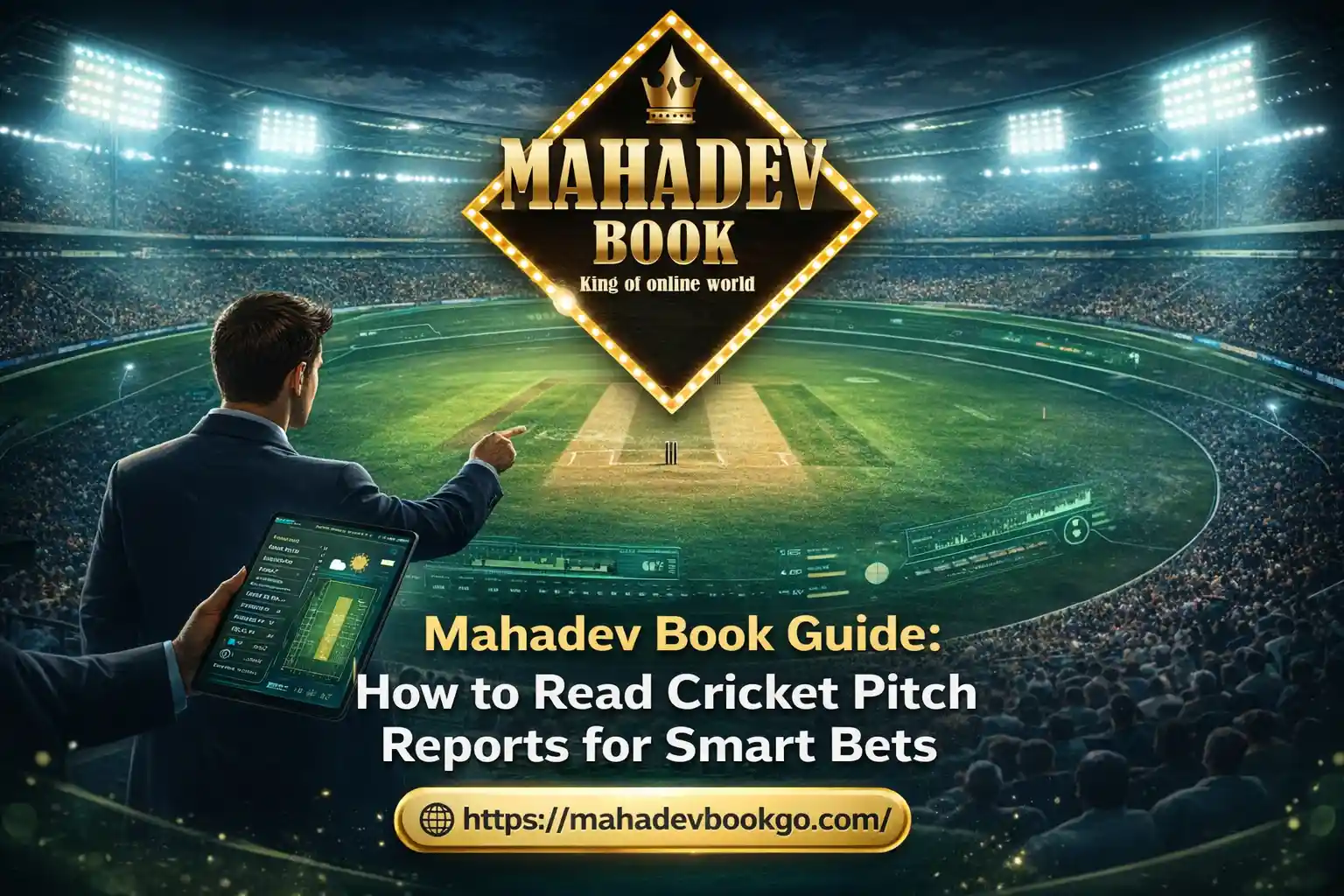 Mahadev Book guide showing cricket pitch report analysis for smarter betting decisions